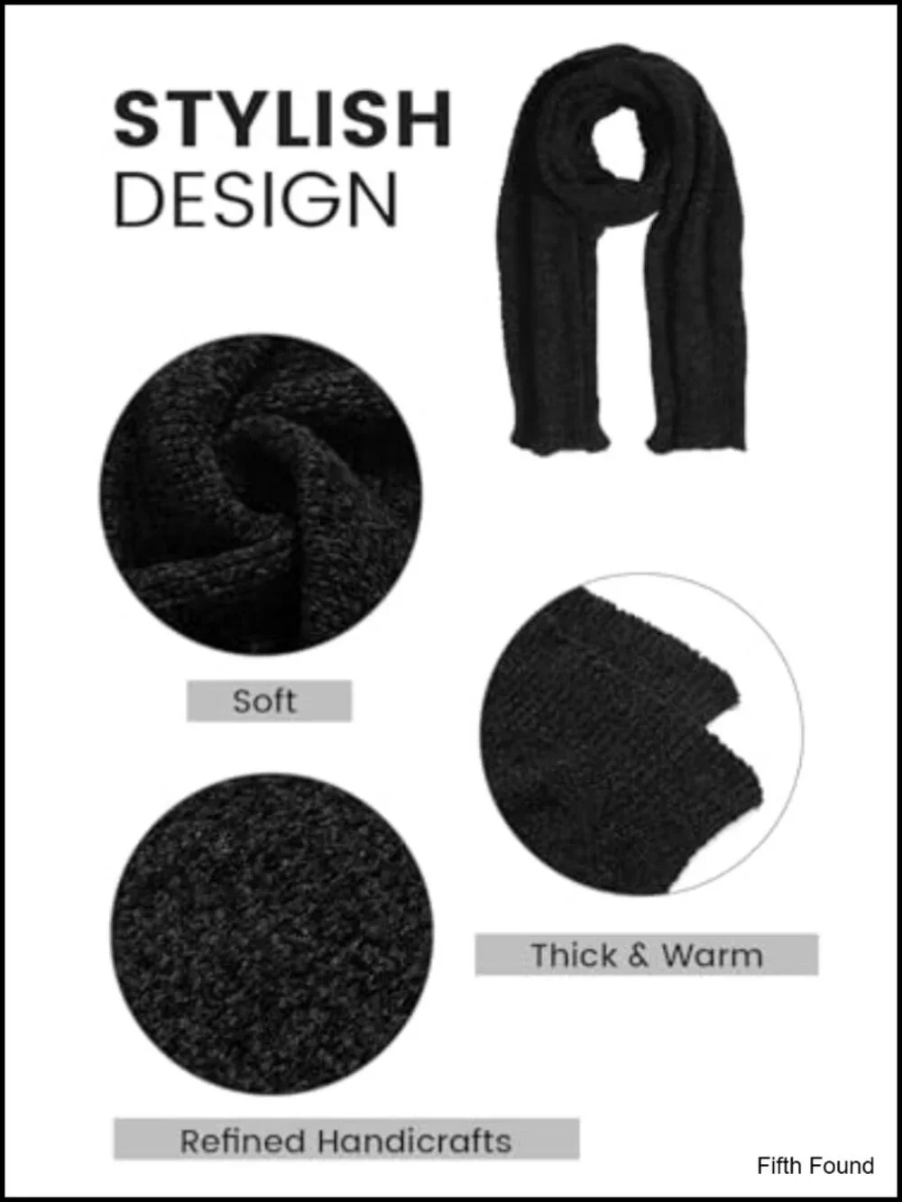 Soft Chenille Winter Scarf Warm Thick Cold Weather Wrap